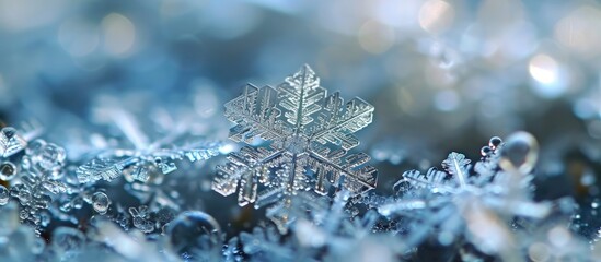 Leinwandbilder - Snowflake isolated on white background macro photo of real snow crystal captured on glass This is fernlike dendrite crystal very common type of big and complex snowflakes with traditional look