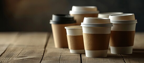 Aufkleber - Set of many disposable paper cups for coffee tea hot chocolate or any other hot beverage Ideal for fast food restaurants coffee shops cafes and any other food or beverage establishment