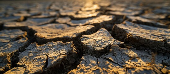 Aufkleber - Surface of dry earth Weather news Drought on the ground. Creative Banner. Copyspace image