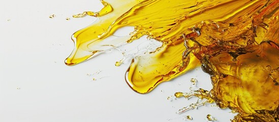 Poster - oil spilled from plastic bottle Isolated on white background. Creative Banner. Copyspace image