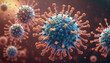 Covid-19 illustration microscopic view of flying virus