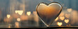 Glass Heart Reflecting a Romantic Bokeh Light Pattern. A transparent glass heart reflects a beautiful bokeh light pattern, creating a romantic and dreamy atmosphere