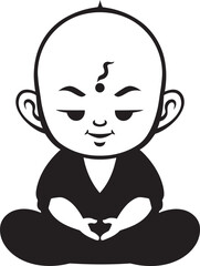 Serenity Sprite Cartoon Buddha Emblem Zen Youngster Vector Zen Logo