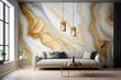 Glimmering with elegance, a golden resin geode presents an abstract marble wallpaper, a luxurious statement piece for upscale wall decor.