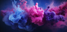 Spiraling Explosions Of Magenta And Cerulean Smoke Dancing In An Intricate Interplay, Creating A Mesmerizing And Transient Display.