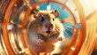 Closeup of hamster runs out of the hamster wheel, also for showing work life balance