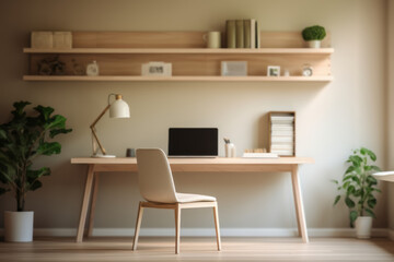 Wall Mural - A calm and organized workspace, illustrating the positive impact of a balanced work-life environment on mental health. Generative Ai.