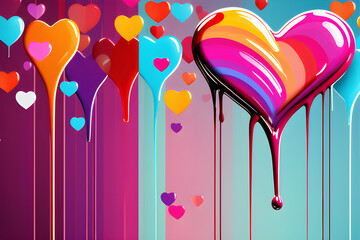 Wall Mural - colorful fall valentine's love heart illustration - lovely design on transparent background generati