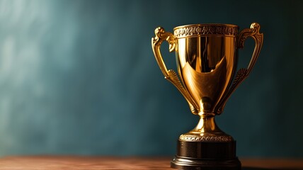 Wall Mural - Golden trophy against a blue background
