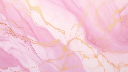 Poster -  Texture of light pink marble with gold veins for your design.