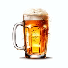 A glass of cold fresh beer with cap of foam. Splash of foam with tasty american beer. Beer day