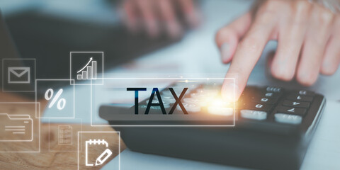 Aufkleber - effective tax deduction planning for individuals and companies paying tax rates ,Annual tax deduction , business financial budget ,Data analysis ,development or business growth