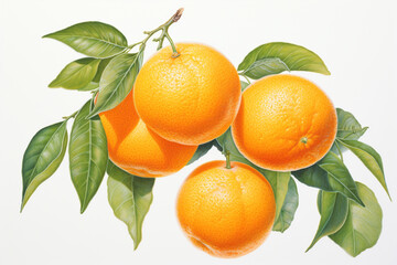Wall Mural - Orange fruit on white background