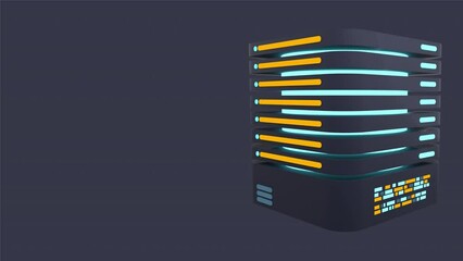Fototapete - 3D server animation. Computer server 3d render. Cloud computing