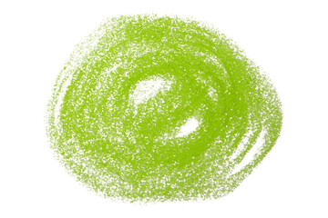 Green crayon scribbles isolated on transparent background.