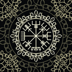 Wall Mural - Vegvisir true yellow outline circle