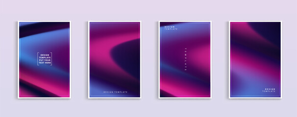 Poster - Set of covers design templates with vibrant northern lights gradient background. trendy modern design. applicable for landing pages, covers, brochures, flyers, presentations, banners. Vector design.