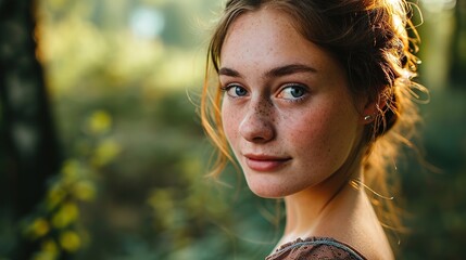 Canvas Print - portrait of a beautiful young woman looking at the camera