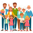 © foody - Portrait of big happy family with children, mother, father, grandfather and grandmother