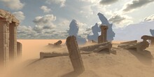 3D Illustration Desert Temple Ruins