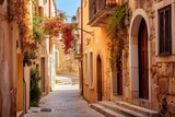 Fototapeta Uliczki - Old street in Rethymno, Crete island, Greece, AI Generated