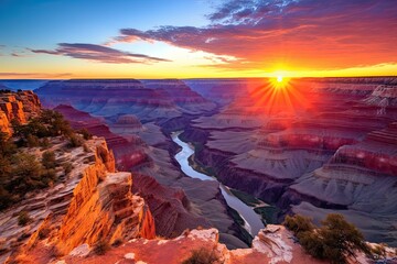 Sticker - Sunset over the Grand Canyon National Park, Arizona, United States, AI Generated