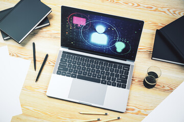 Aufkleber - Modern computer screen with social network media concept. 3D Rendering