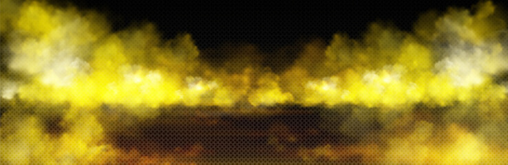 Wall Mural - yellow toxic smoke cloud with overlay effect on transparent background. realistic haze of mystical a