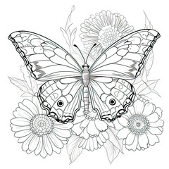 Sticker - Clean coloring book page of a Butterfly