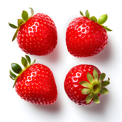 Wall Mural - Strawberry, falling, Strawberry cut in half levitate isolated on white background