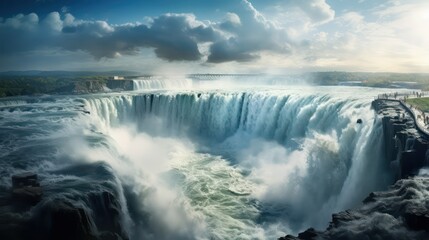 Poster - waterfalls in winter with clouds