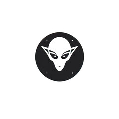 Sticker - Design of minimalist logo featuring an Alien in black 