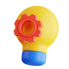 Poster -  3D Brainstorming with Lightbulb Glow. 
3d illustration, 3d element, 3d rendering. 3d visualization isolated on a transparent background