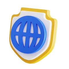 Poster - Innovative Protection - 3D Security Shield. 
3d illustration, 3d element, 3d rendering. 3d visualization isolated on a transparent background