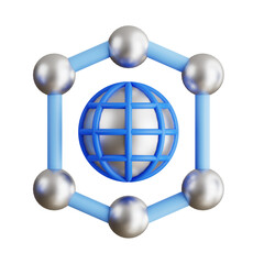 Poster - Connected World - 3D Rendering of Global Network. Strategic Network. 
3d illustration, 3d element, 3d rendering. 3d visualization isolated on a transparent background