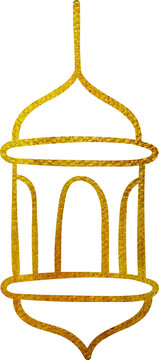 Golden glitter Ramadan lantern, Ramadan gold glitter element