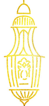 Golden glitter Ramadan lantern, Ramadan gold glitter element