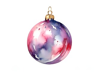 Glittering  Bauble watercolor isolated on white background sphere , shiny, decor, color,Ai generative 