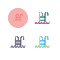 Sticker - Water Stairs Vector Icon