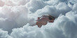 © www.freund-foto.de - Hübsche Frau Gesicht liegt schlafend in Wolken wie im siebten Himmel, ai generativ