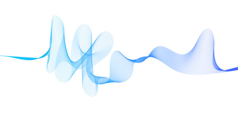 Poster - Abstract colorful blue sound, voice, music curved and wave lines background.  Abstract volume voice technology vibrate wave and music background. Abstract music wave, radio signal, voice background.