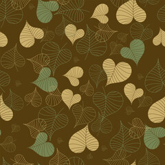 Naklejka na meble Leaves. Hand drawn graphics. Green seamless doodles for fabric and packaging design.