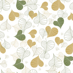Naklejka na meble Leaves. Hand drawn graphics. Green seamless doodles for fabric and packaging design.