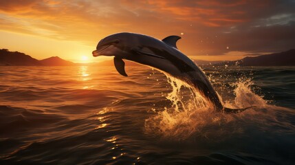 Poster - dolphin jumping in water