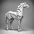 Pferd Hengst Bauernhof in geometrischen Formen, wie 3D Papier in weiß wie Origami Falttechnik Reittier Symbol Wappentier Logo Vorlage wildlebende Tiere