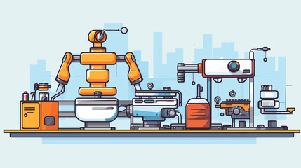 Wall Mural - robotic technology in a vector scene illustrating a diverse range of robots designed for specific tasks. 