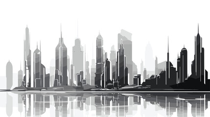Wall Mural - futuristic cityscape in floating city spires. Create floating platforms and towering spires with sleek, modern architecture.