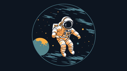 Wall Mural - challenges of zero gravity in a vector depiction of astronauts navigating space stations.