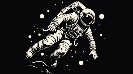 Wall Mural - challenges of zero gravity in a vector depiction of astronauts navigating space stations.