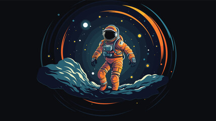 challenges of zero gravity in a vector depiction of astronauts navigating space stations.
